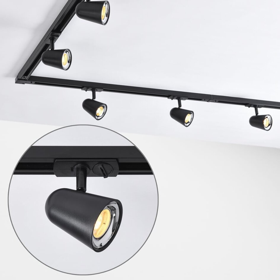 Modernes 1-Phasen-Schienensystem 3 Meter mit Sev-Spots - 3-stufig dimmbar