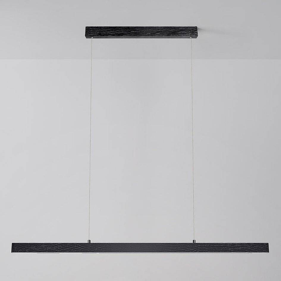 Minimalistische schwarze Pendelleuchte Andre mit Holzmuster - 3-stufig dimmbar