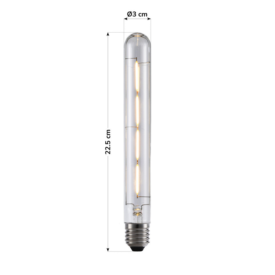 E27 dimmbare Röhrenlampe transparentes Glas mit Filament 4W 2700K, 22,5 cm