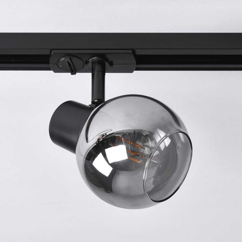 Modernes 1-Phasiges Schienensystem von 1,5 Metern mit Melle Rauchglas-Strahlern - Deckenleuchte