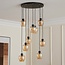 9-flammige Pendelleuchte schwarz mit amber Glas - Alturas