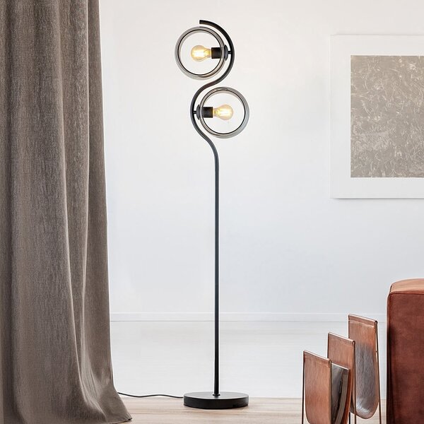 Moderne Stehleuchte mit rundem Rauchglas - Curvatura
