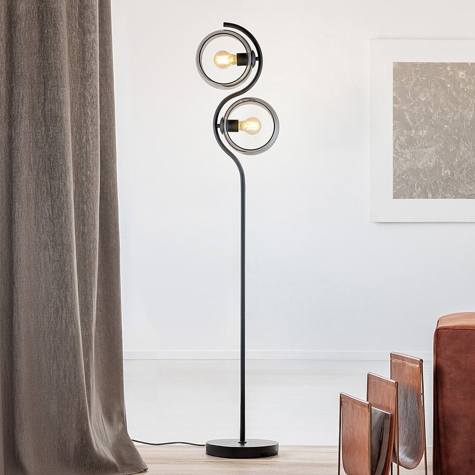 Moderne Stehleuchte mit rundem Rauchglas - Curvatura