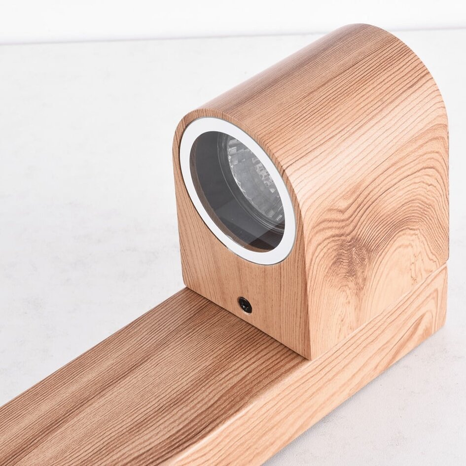 Industrielle Sockelleuchte mit Holzoptik, 50 cm - Simone