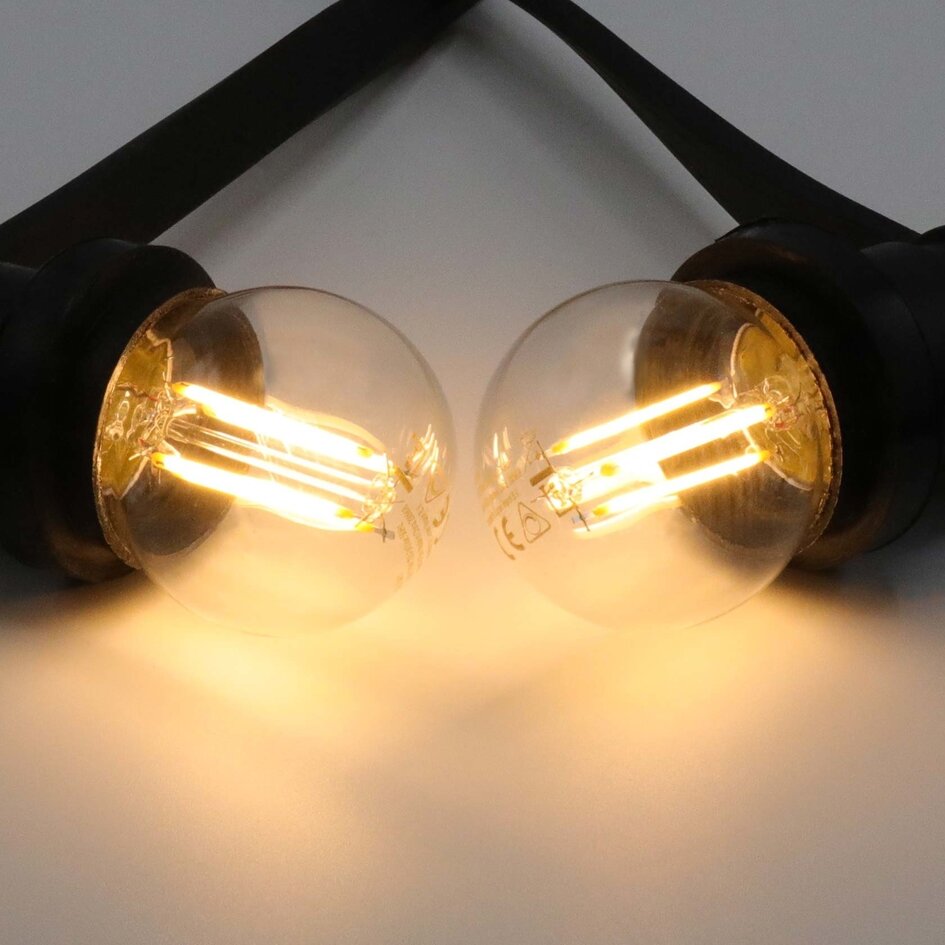 Illu Lichterkette  mit 2,5W oder 4,5W Lampe, 2200K-4000K, Ø45, transparentes Glas, dim-to-warm - inkl. Dimmer