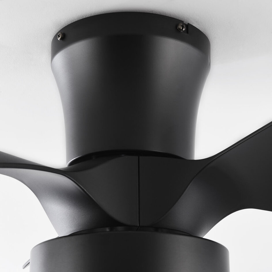 Kompakter Deckenventilator inkl. LED und Fernbedienung, schwarz - Vejas