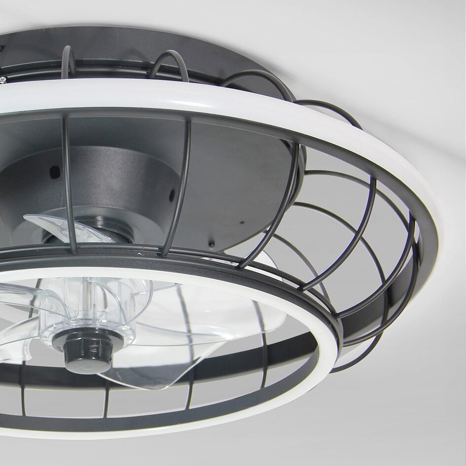 Schwarzer Deckenventilator Lilu mit integrierten LEDs