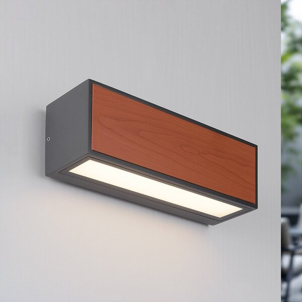 Solar-Außenwandleuchte mit dunklem Holz - Rossi