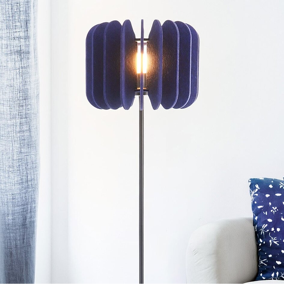 Stehlampe Lenthe aus PET-Filz - Marineblau