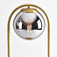 Goldene Design-Tischlampe George - Rauchglas mit Spiegeleffekt