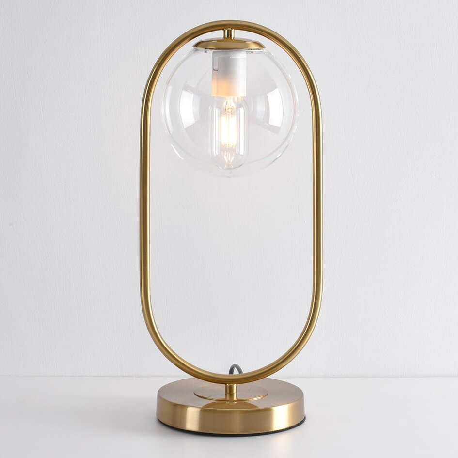 Goldene Design-Tischlampe George - Transparentes Glas