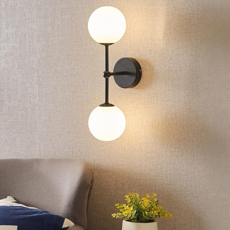 Moderne Wandlampe, 2-flammig schwarz - Runda