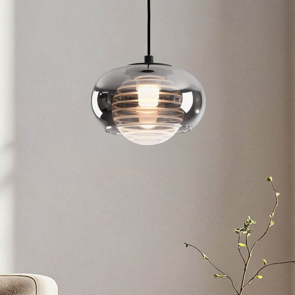 Hängelampe Amani aus Rauchglas mit 3-Stufen-Dimmer