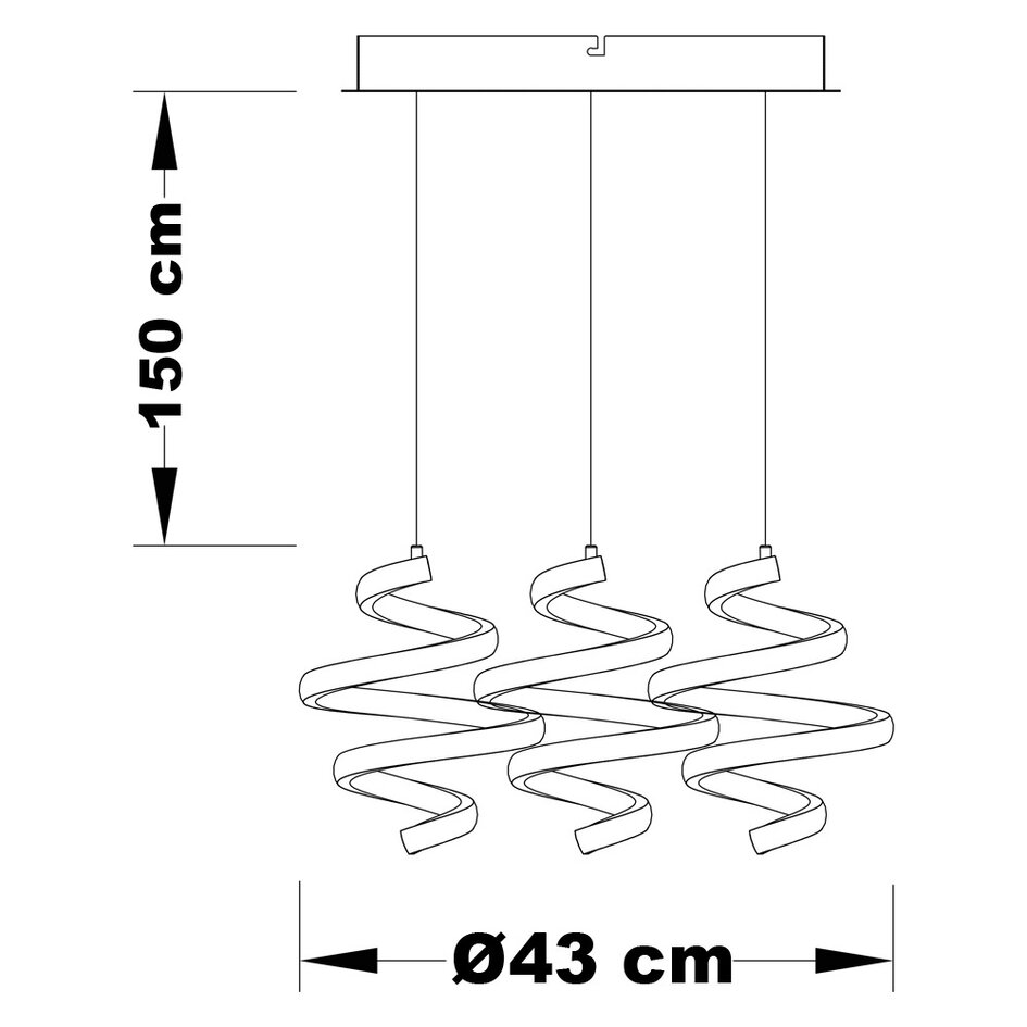 Design-Hängelampe mit gedrehten, 3-stufig dimmbaren LEDs - Bojana