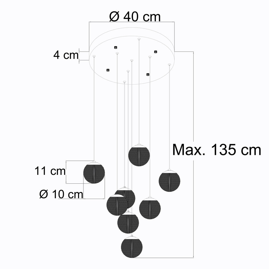Dimmbare Pendelleuchte mit goldenen Details, 8-flammig - Aedon