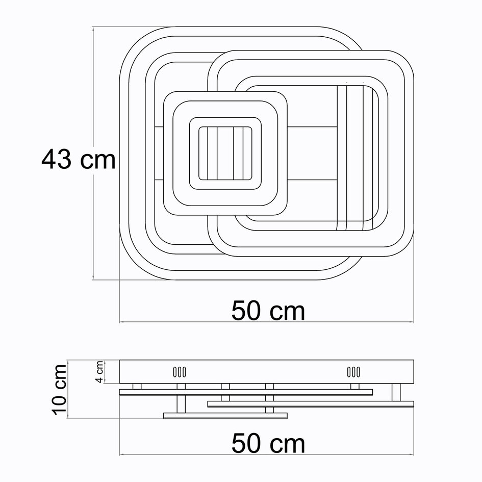 Deckenleuchte quadratisch mit einstellbarer Farbtemperatur, 3-flmamig - Silene