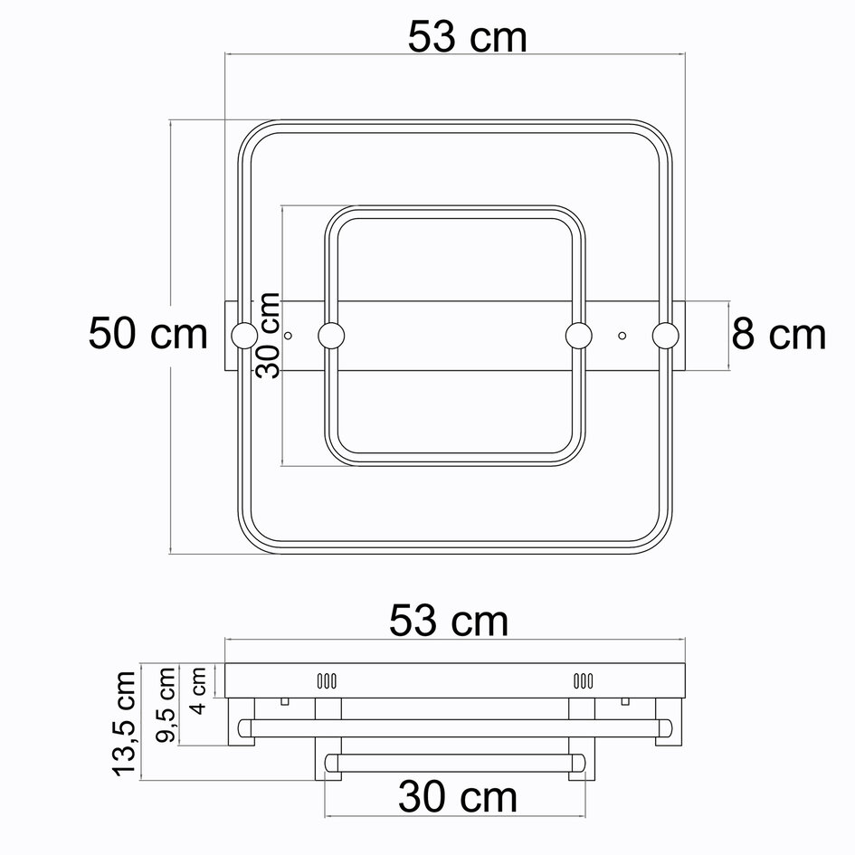 Deckenleuchte quadratisch mit einstellbarer Farbtemperatur, 2-flammig - Malva