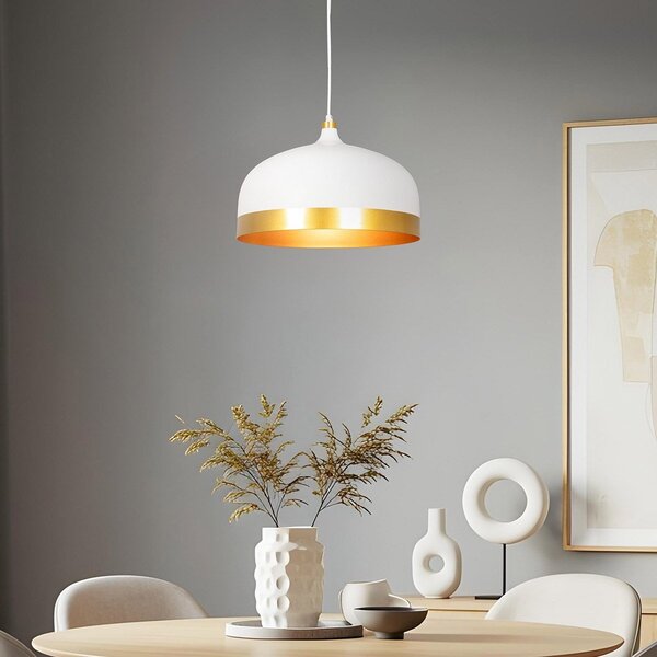 Industrielle Hängelampe Zelta mit goldenen Details - Weiß