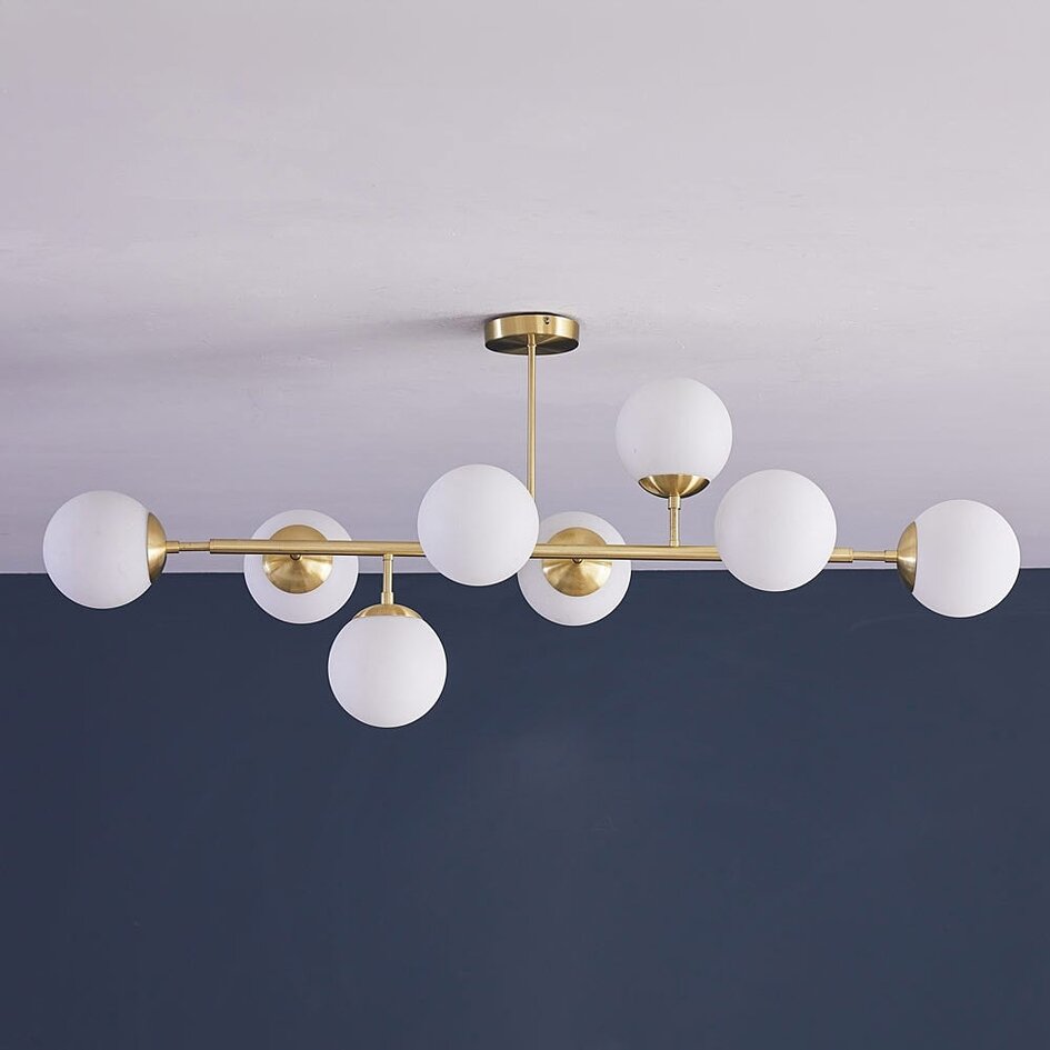Design-Deckenleuchte Gold mit Milchglas-Kugeln - Osem