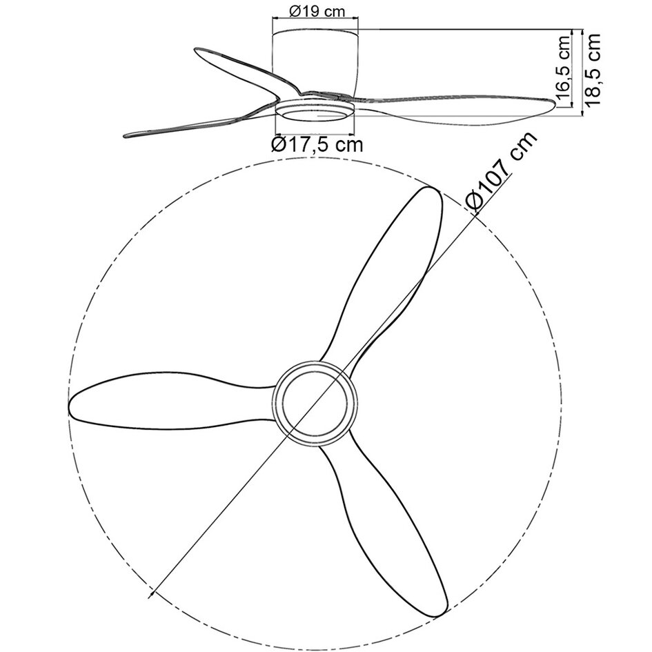 Deckenventilator weiß mit Buchenholzoptik inkl. Fernbedienung - Rivotra