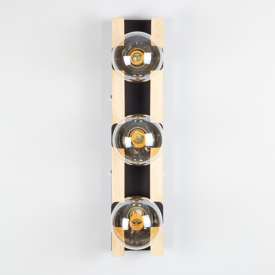 Schwarze Wandleuchte 3-flammig - Nolan