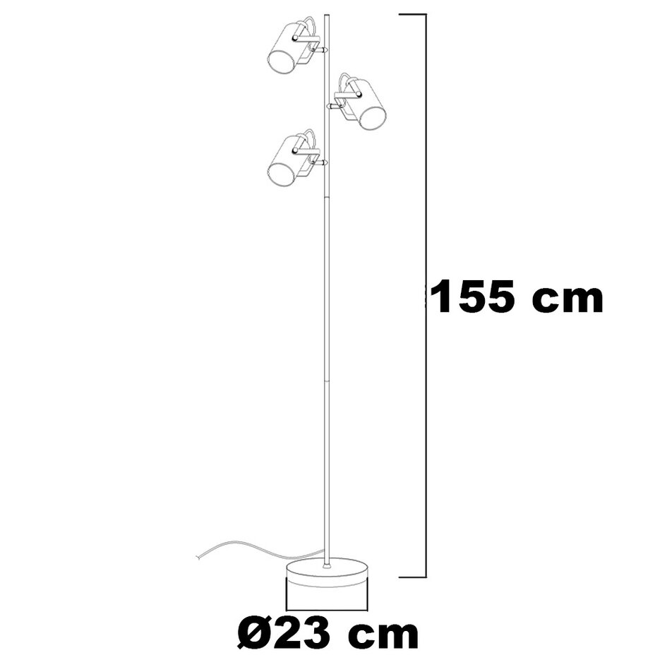 Schwarze Stehleuchte mit Rauchglas, 3-flammig - Ferry
