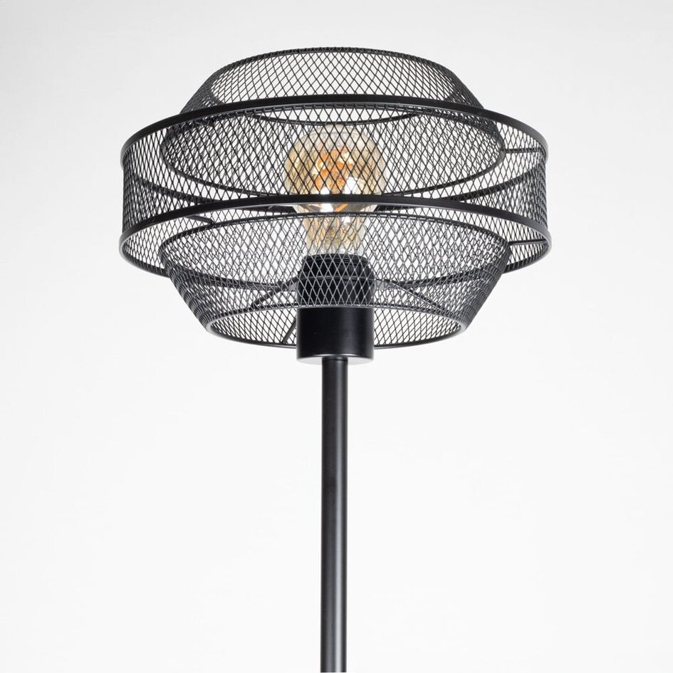 Schwarze Stehleuchte mit perforiertem Lampenschirm - Julian