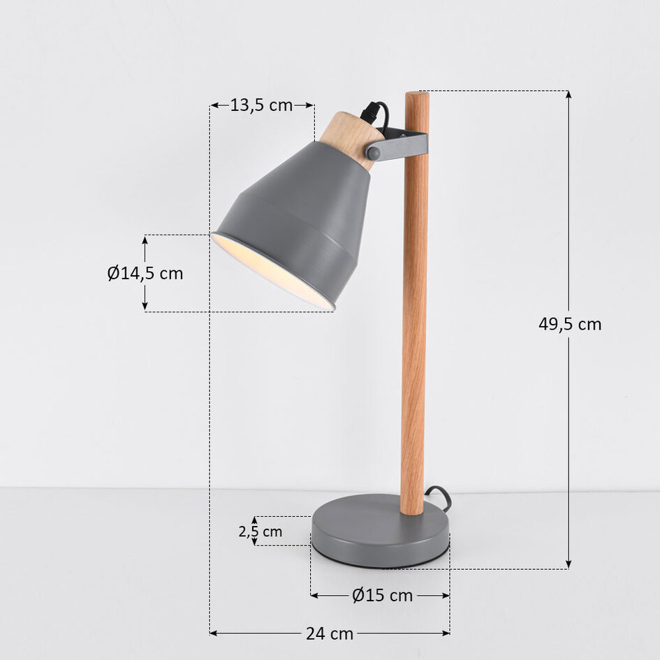 Tischleuchte mit schwenkbarem Spot und Holzdetails - Cally