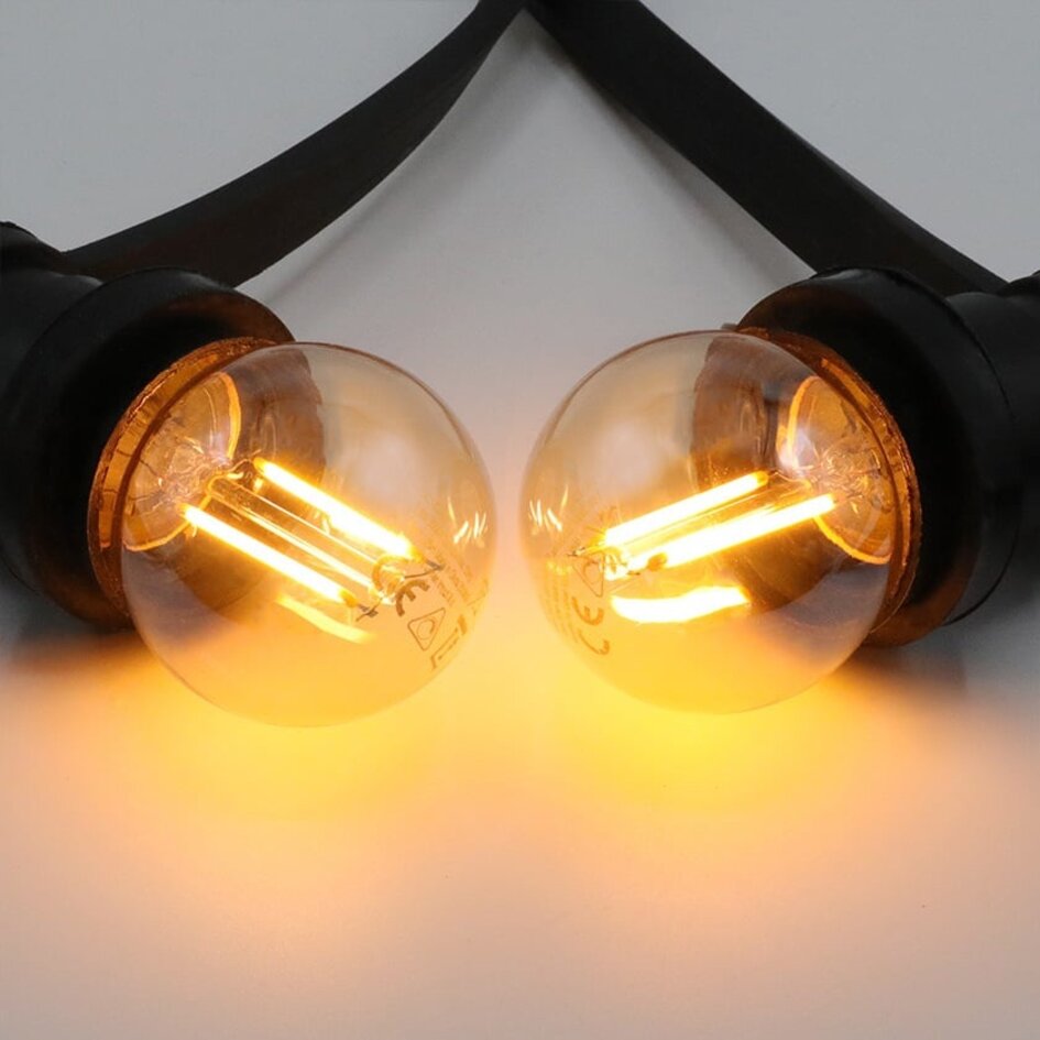 Illu-Lichterkette mit 2,5W Lampen aus amber Glas - exkl. Dimmer