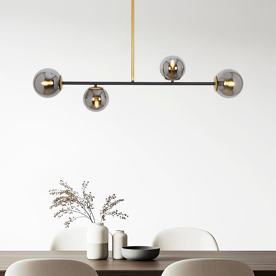 Design-Hängeleuchte Davy, 4-flammig - Rauchglas