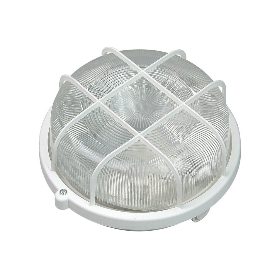Runde Bullaugen-Lampe mit weißem Kunststoffgitter