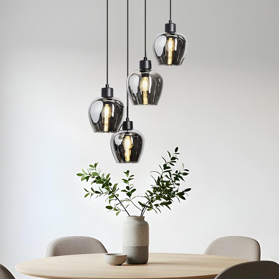 Pendelleuchte 4-flammig mit Rauchglas - Raleigh