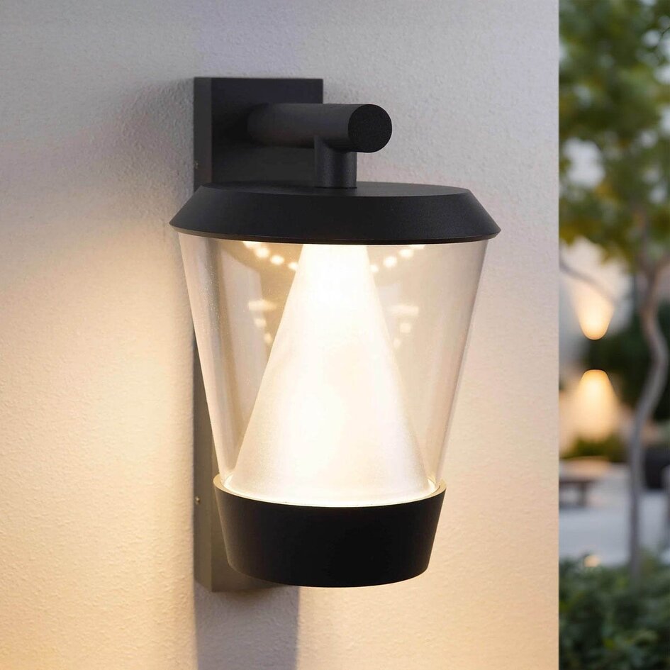 Moderne dunkelgraue 12W Wandleuchte inkl. Sensor für den Außenbereich - Tygo
