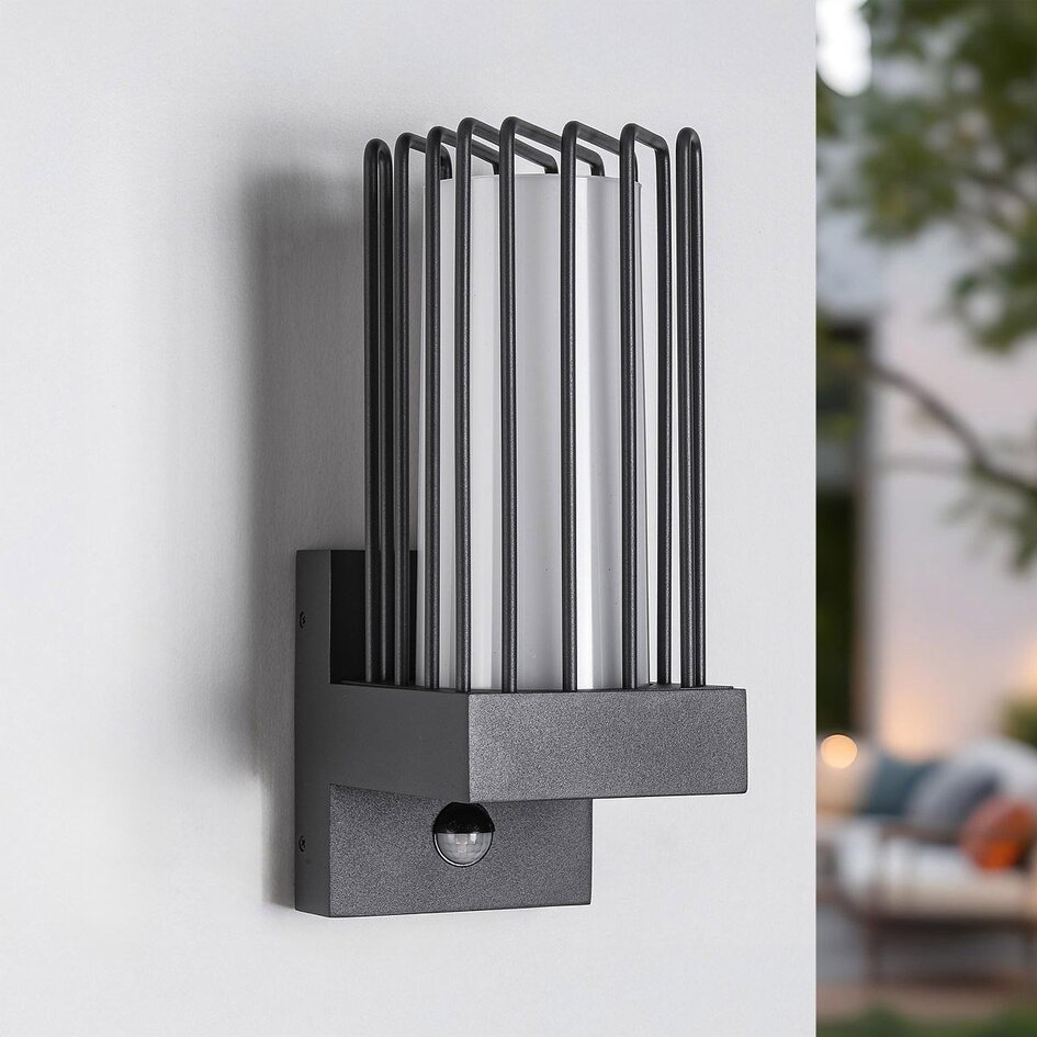 Industrielle dunkelgraue Wandleuchte mit Sensor - Tijn