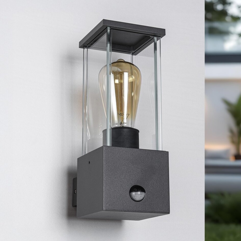 Moderne dunkelgraue Wandleuchte mit Sensor - Mick