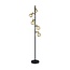 Industrielle Stehlampe in Mattschwarz mit Sandgold und amber Glas 5-flammig - Chula