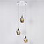 Industrielle Pendelleuchte aus Chrom mit Rauchglas, 3-flammig - Veronica