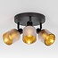 Mattschwarzer Deckenstrahler mit rauchgrauem Glas 3 Spots - Jersey