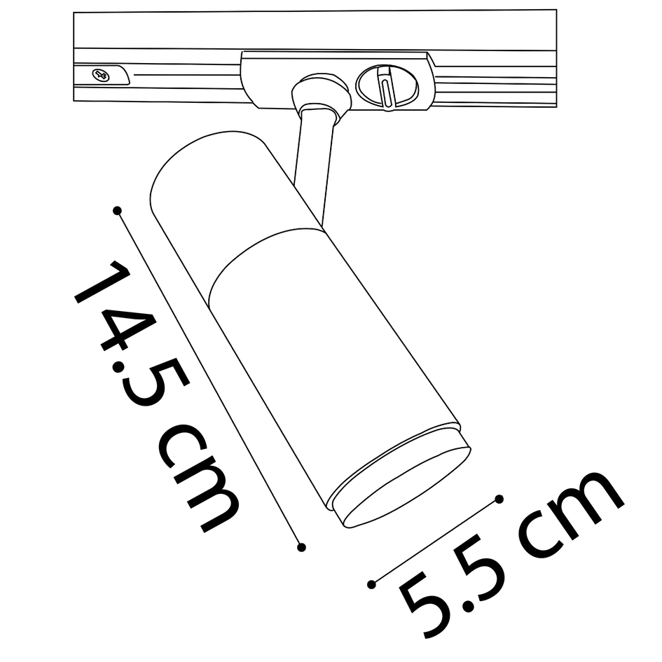 Modernes 1-Phasen-Schienensystem 3 Meter mit Liam-Strahlern - schwarz