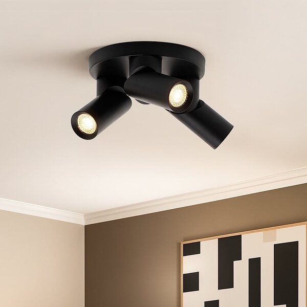 Industrielle schwarze Deckenleuchte mit 3 Spots - Gil