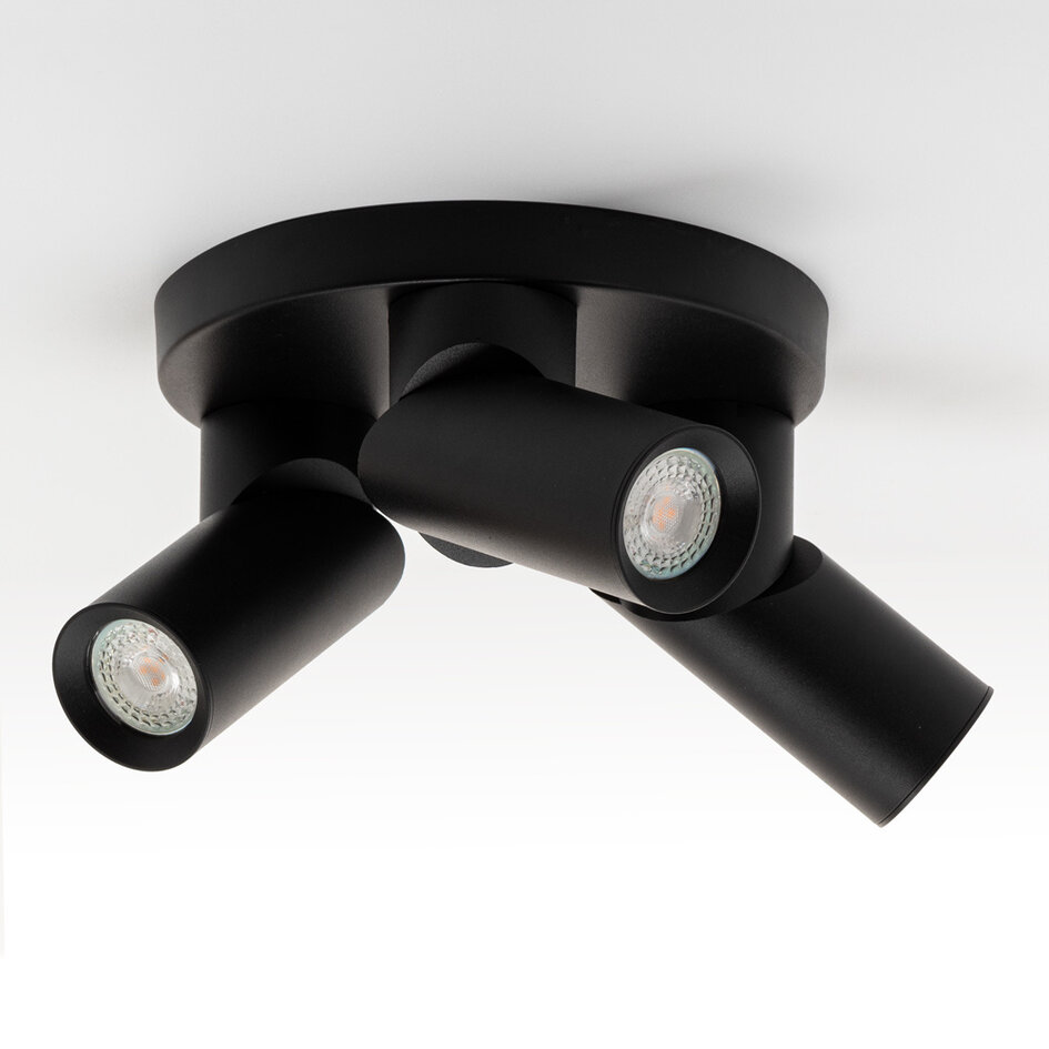 Industrielle schwarze Deckenleuchte mit 3 Spots - Gil