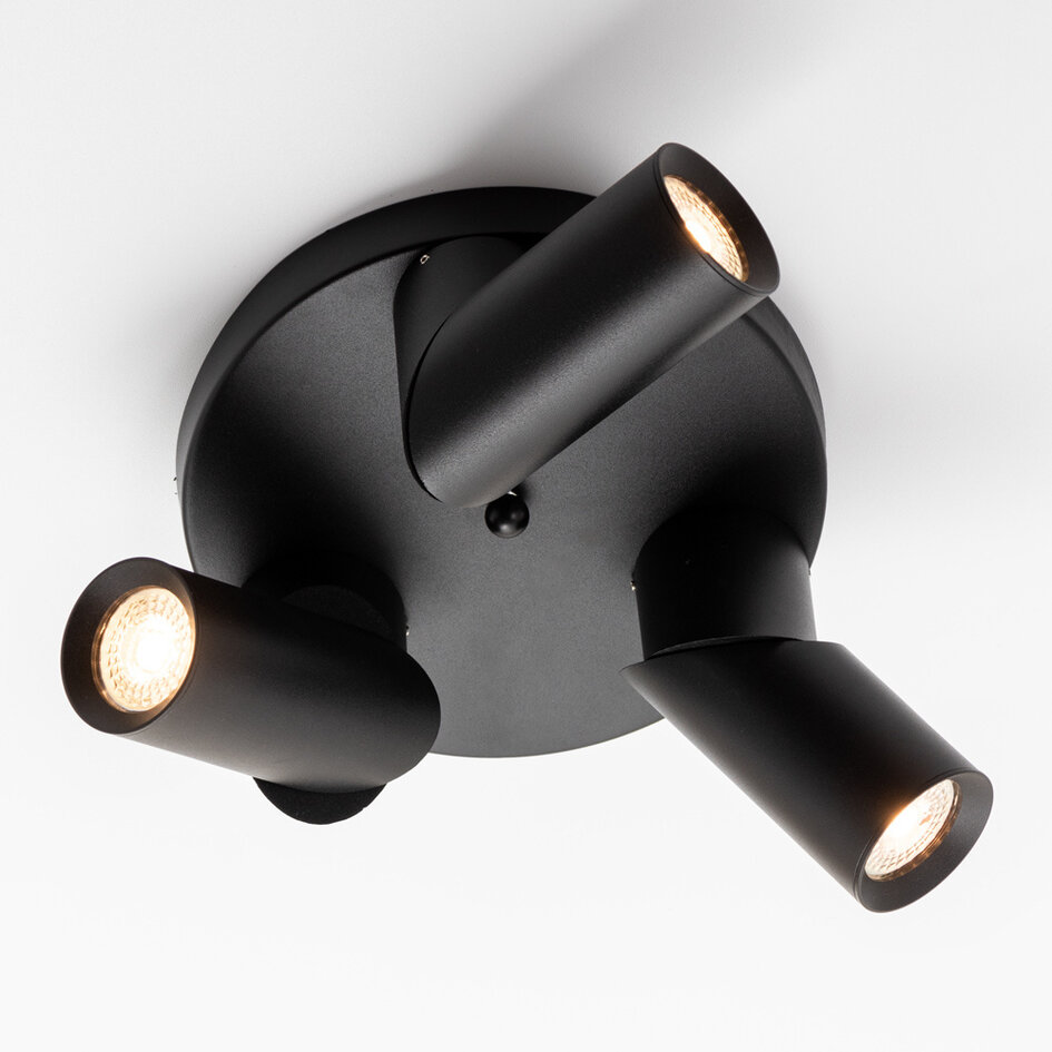 Industrielle schwarze Deckenleuchte mit 3 Spots - Gil