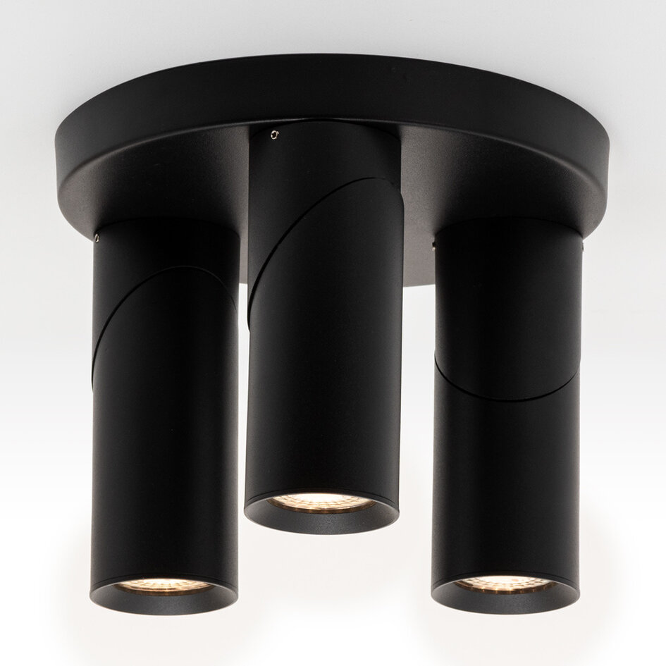 Industrielle schwarze Deckenleuchte mit 3 Spots - Gil