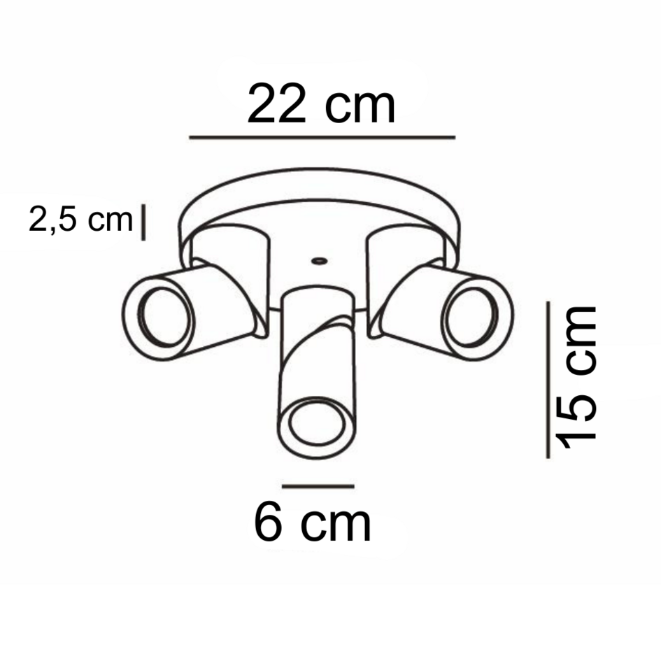 Industrielle schwarze Deckenleuchte mit 3 Spots - Gil