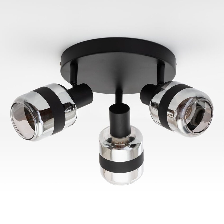 Industrie-Deckenstrahler Rauchglas, 3-flammig - Adira