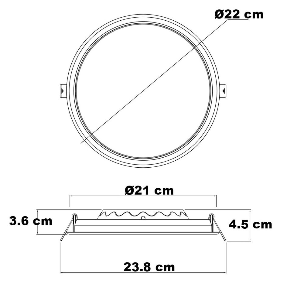 LED-Downlight rund - 18 Watt - Ø 220 mm