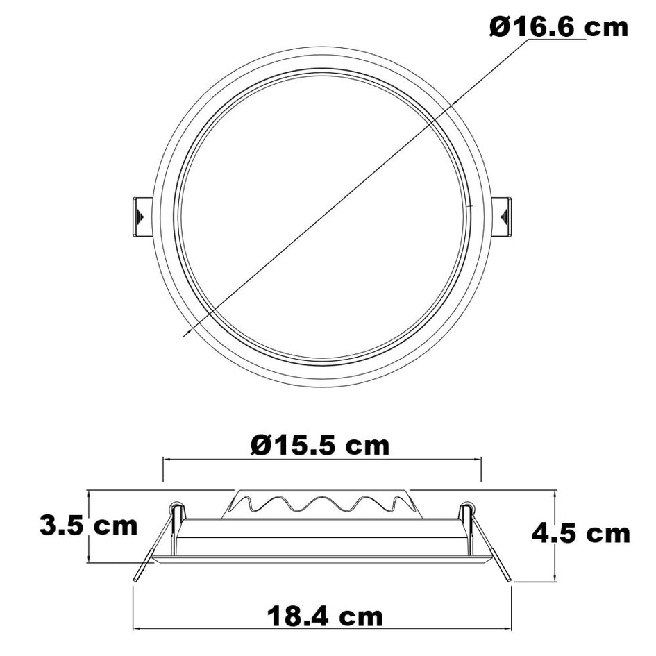 LED-Downlight rund - 12 Watt - Ø 165 mm