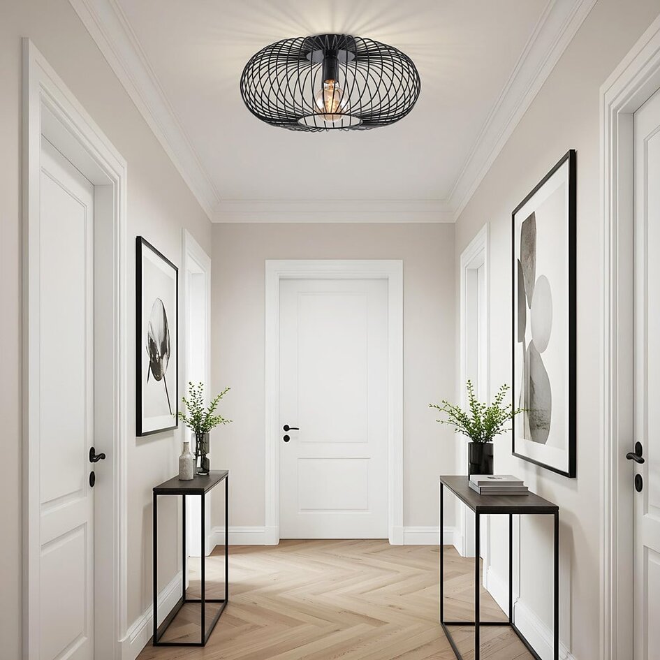 Deckenleuchte aus schwarzem Metall, 1-flammig - Metal