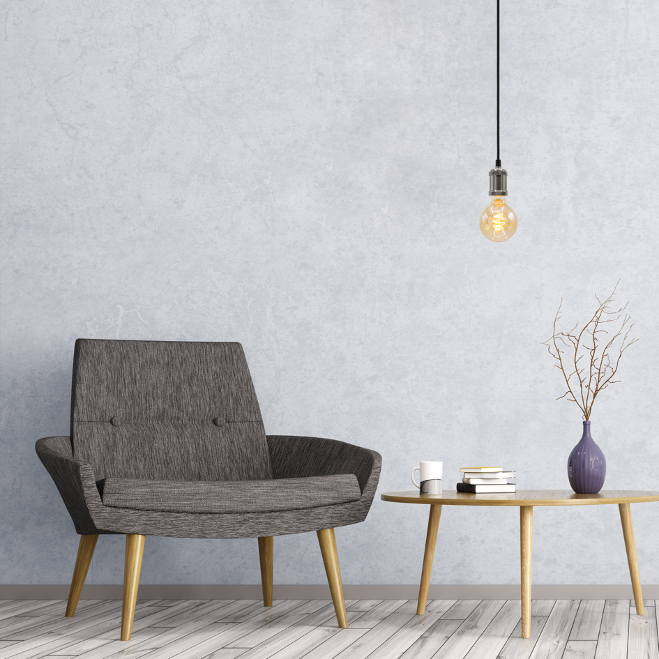 Moderne silberne Hängeleuchte inkl. 5W XL-Lampe, amber Glas, 1800K, Ø95