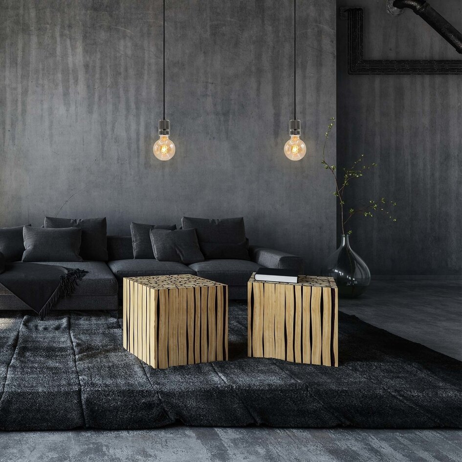 Industrielle, schwarz glänzende Pendelleuchte inkl. 5W XL-Lampe, amber Glas, 1800K, Ø95